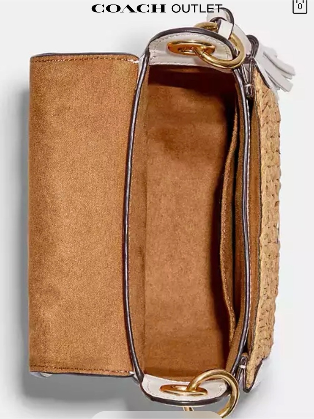 Coach Natural Straw and Chalk Leather Saddle Crossbody - Picture 4 of 4